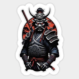 Ancient Japanese Warrior with Katana Sword in Vintage Armor Sticker